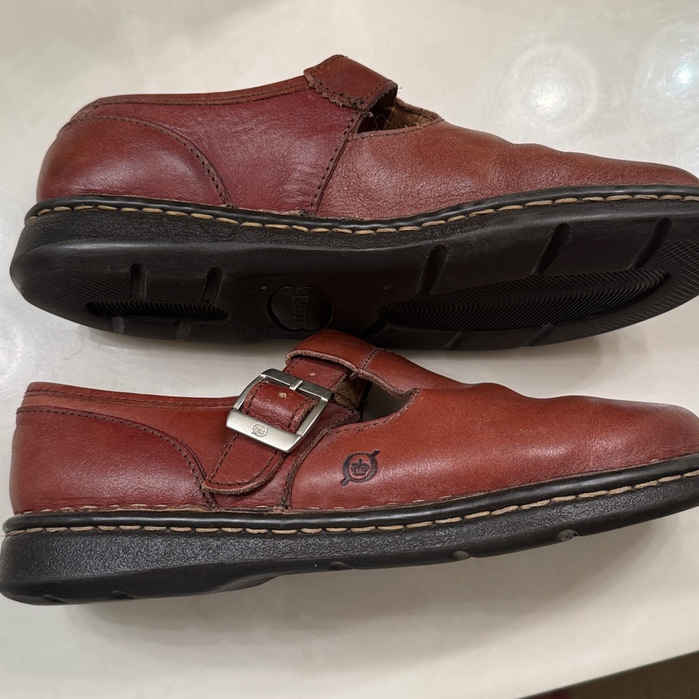 Born Chestnut Leather Buckle Shoes - Picture 5 of 7
